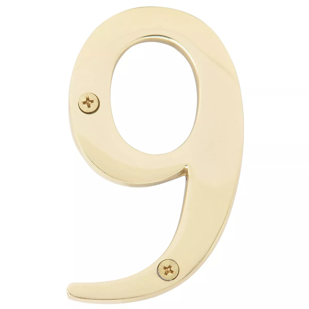 Hy-Ko 4 In. Polished Brass House Number Nine