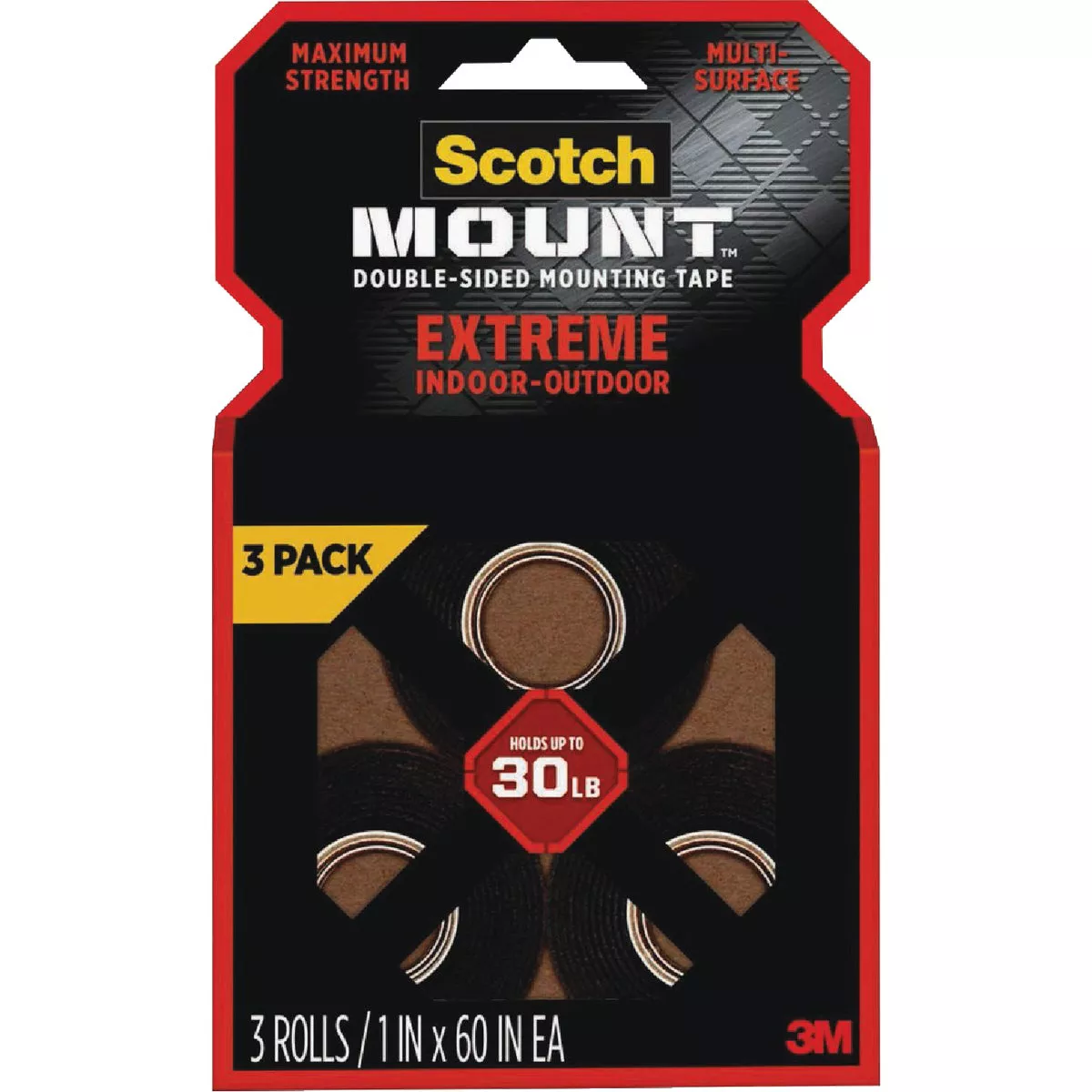 Scotch-Mount 1 In. x 60 In. Extreme Double-Sided Mounting Tape (3-Pack) - photo 2