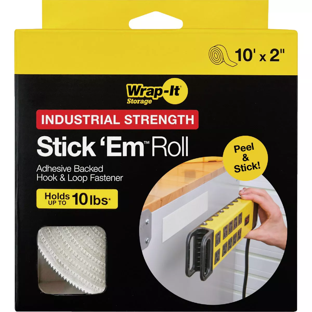 Wrap-It Storage Stick 'Em 2 In. x 10 Ft. Industrial Strength White Hook & Loop Roll - photo 7