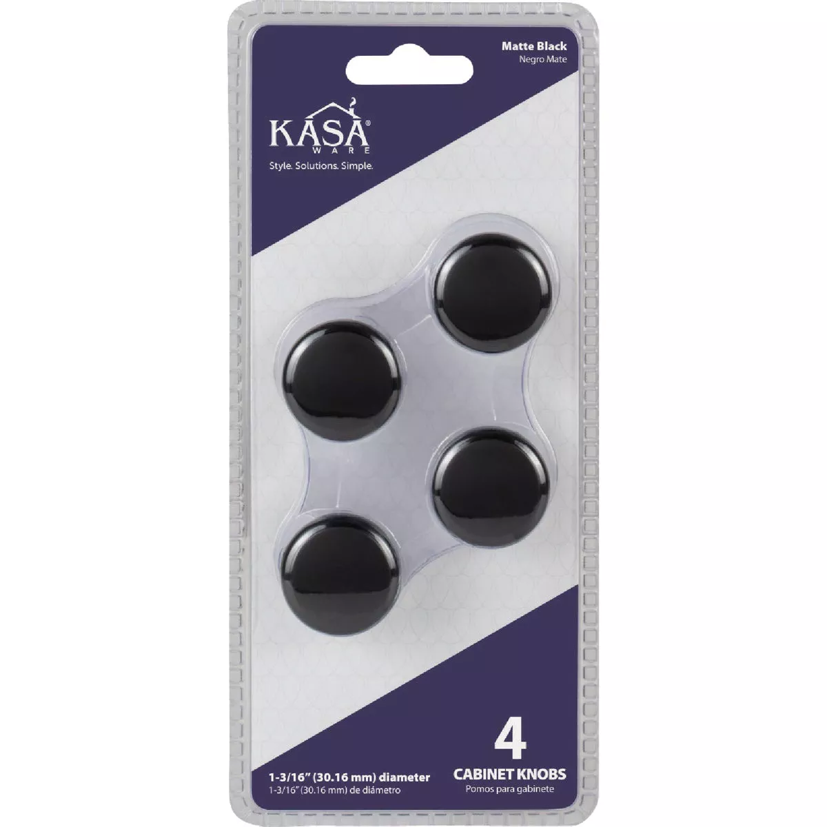 KasaWare 1-3/16 In. Diameter Matte Black Flat Round Knob (4-Pack) - photo 2