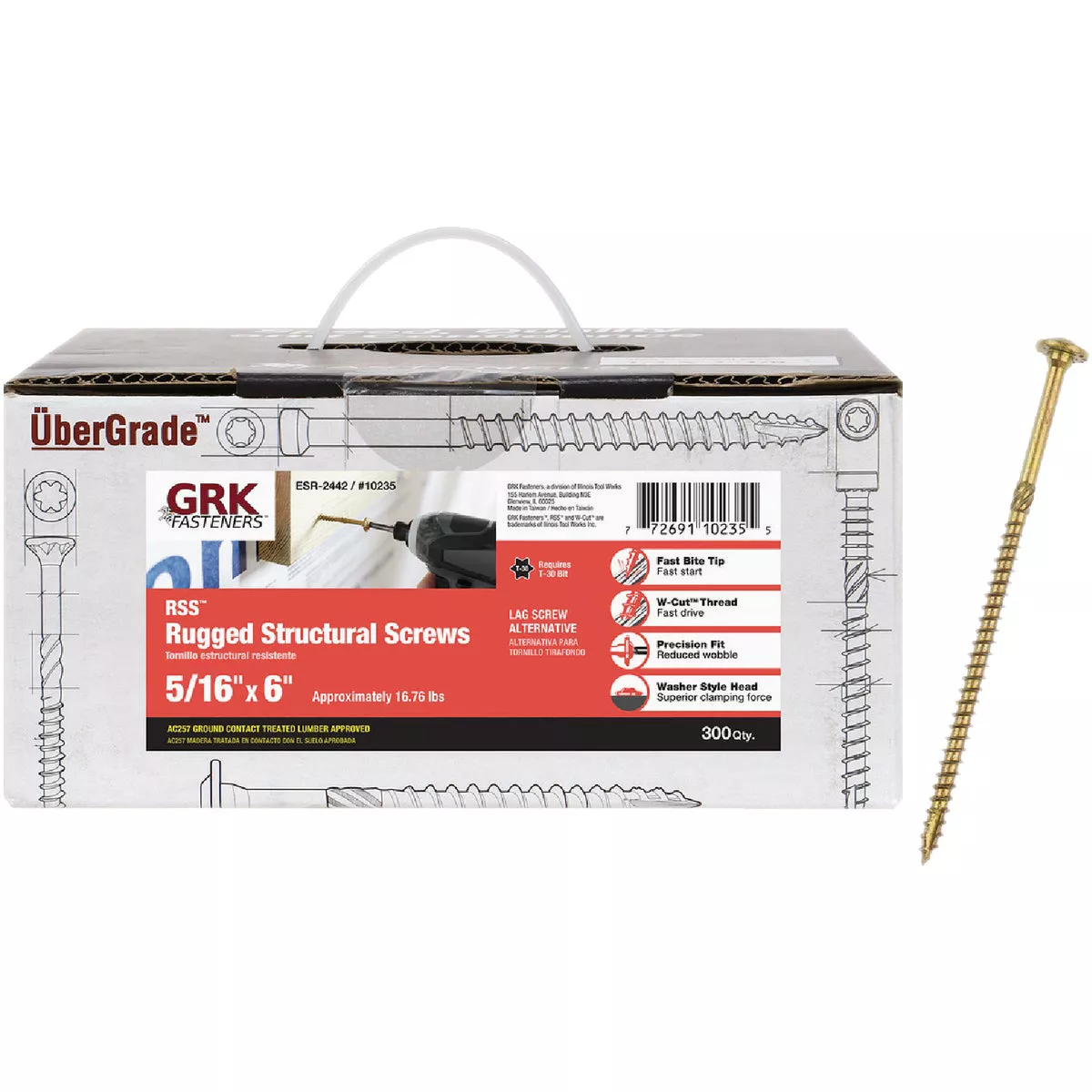 GRK RSS Rugged 5/16 In. x 6 In. Star Drive Washer-Head Structure Screw ...
