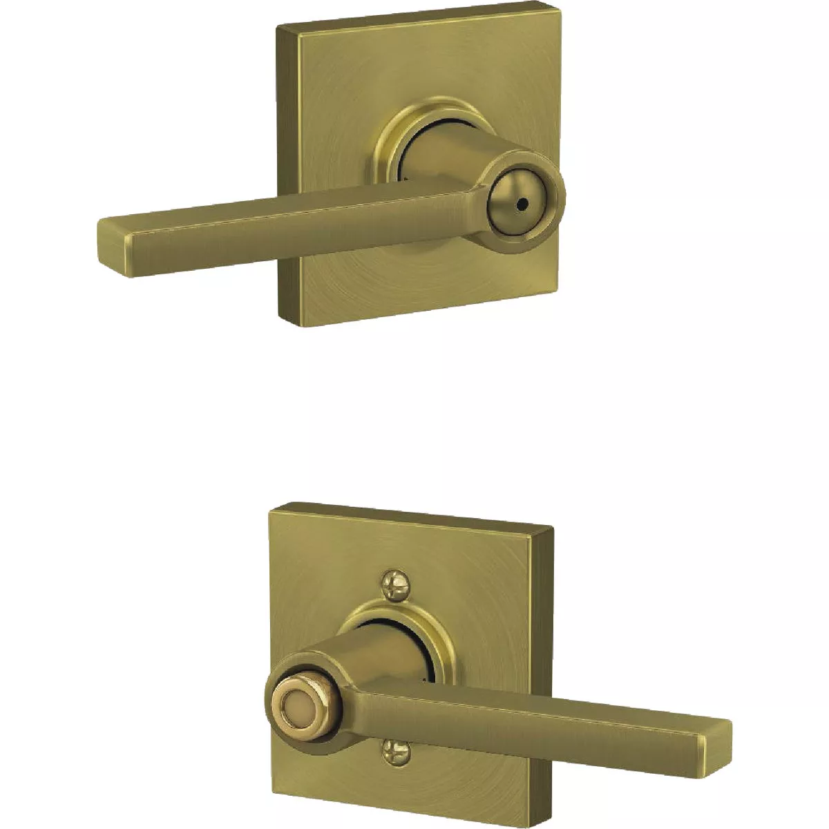 Schlage F Series Latitude Lever with Collins Trim Bed and Bath Lock in Satin Brass - photo 3