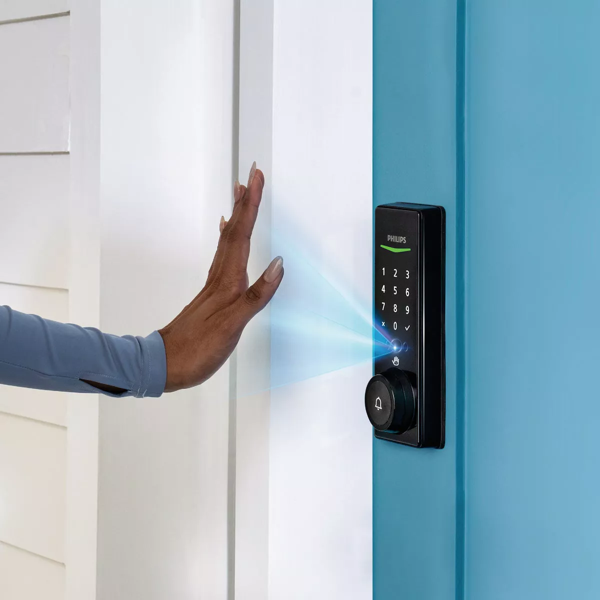 Philips Palm Reader Electronic Deadbolt with Door Chime, Matte Black - photo 2