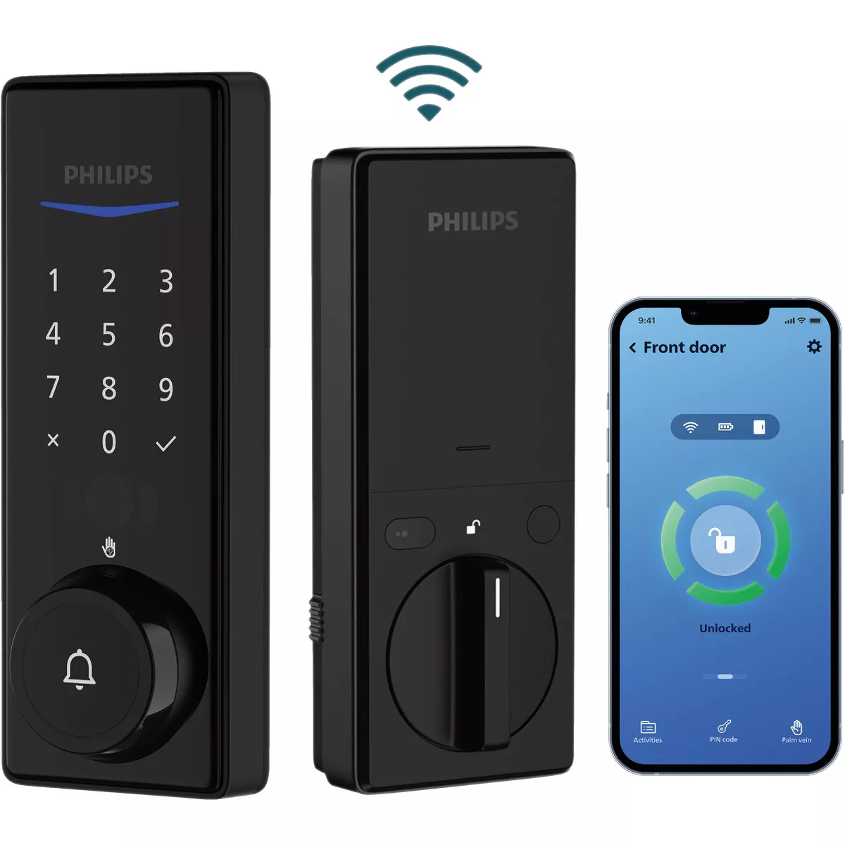 Philips Palm Reader Electronic Deadbolt with Door Chime, Matte Black - photo 5