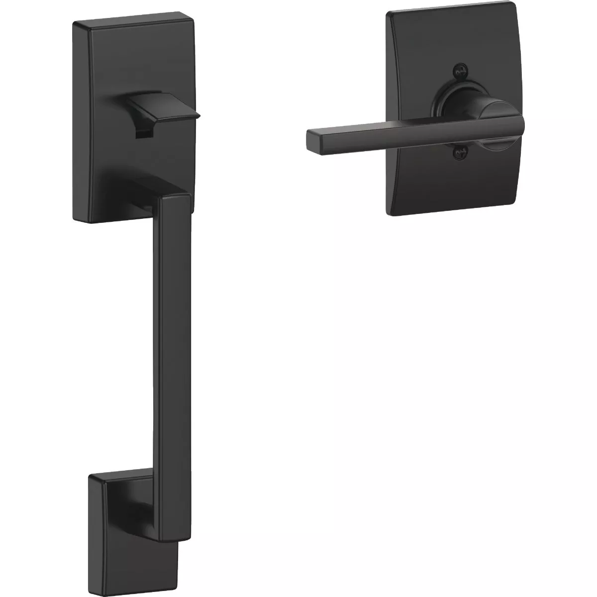Schlage Matte Black Front Entry Handle & Latitude Lever with Century Trim - photo 2