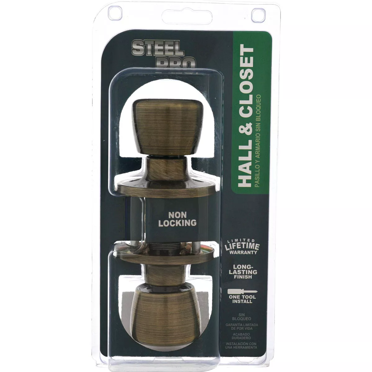 Steel Pro Antique Brass Hall & Closet Door Knob - photo 2