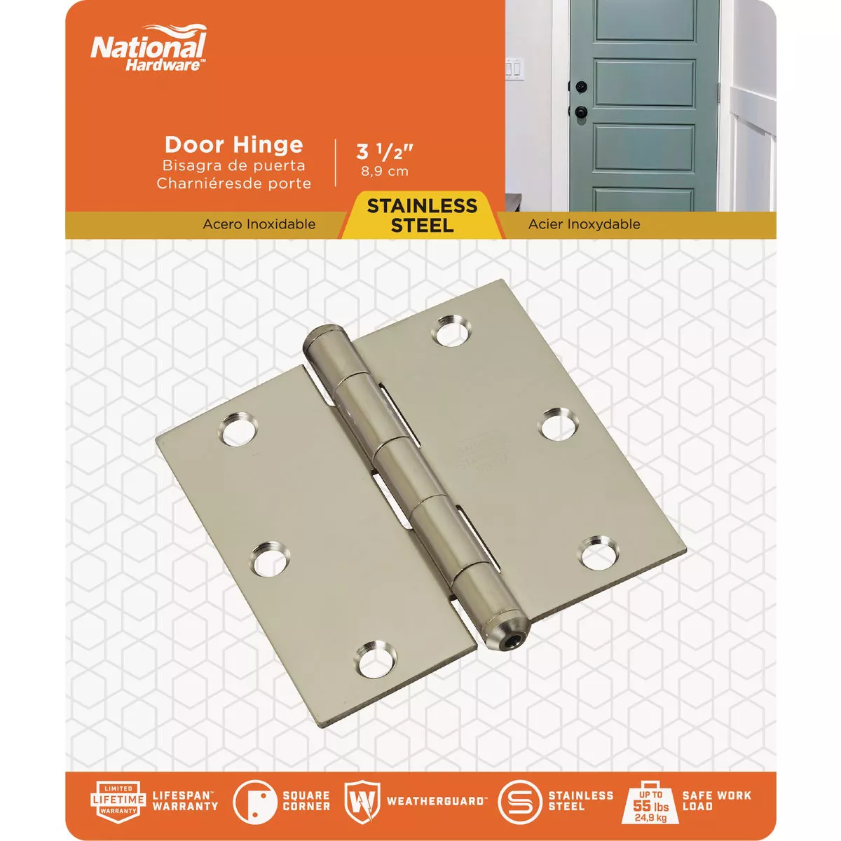 National Hardware 3-1/2 In. Square Stainless Steel Door Hinge - photo 2