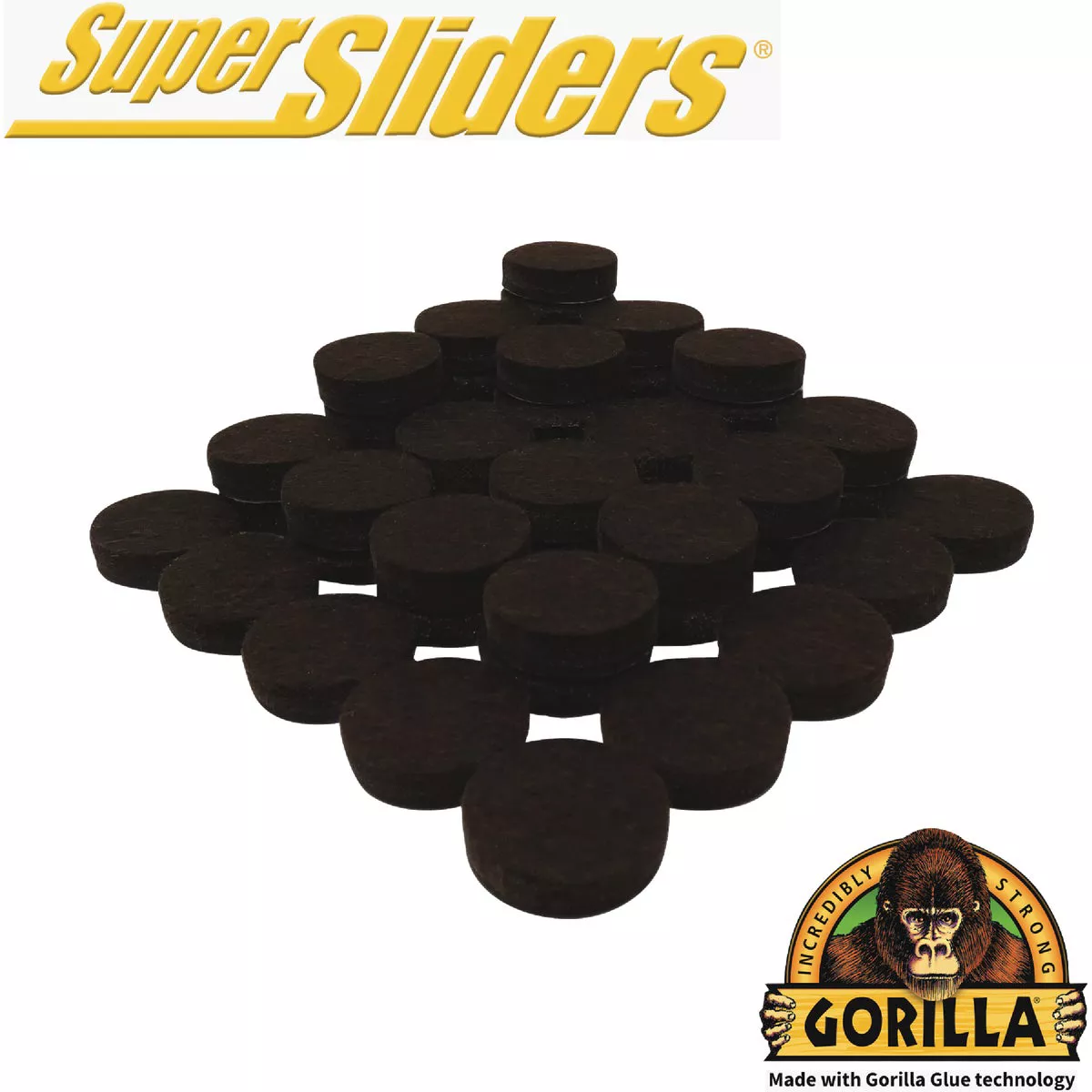 Gorilla Super Sliders 1 In. Brown Felt Pad (48-Piece)