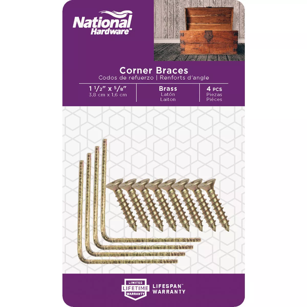 National Hardware 1-1/2 In. x 5/8 In. Brass Steel Corner Brace (4-Count) - photo 2