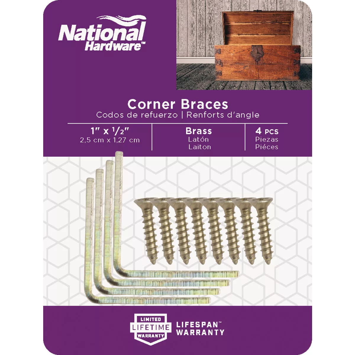 National Hardware 1 In. x 1/2 In. Brass Steel Corner Brace (4-Count) - photo 2