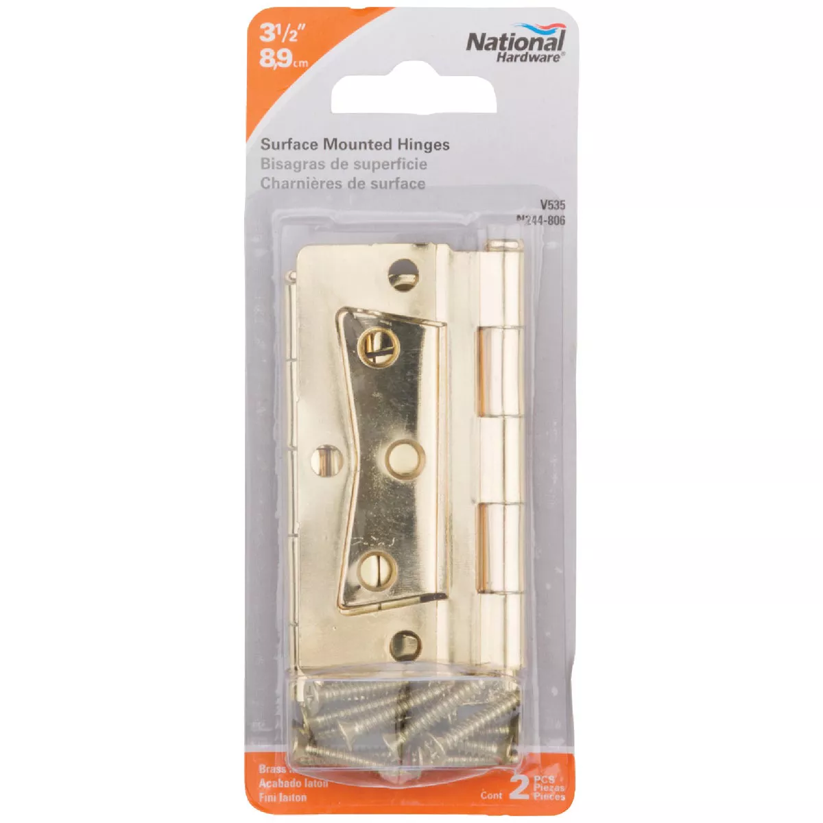 National Hardware 3-1/2 In. Brass Surface-Mounted Door Hinge (2-Count) - photo 2