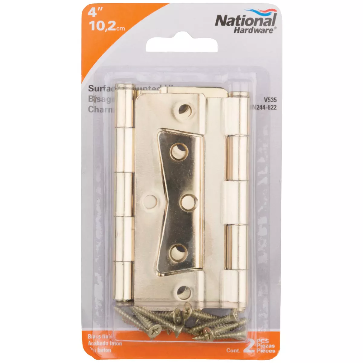 National 4 In. Brass Surface-Mounted Door Hinge (2-Count) - photo 2