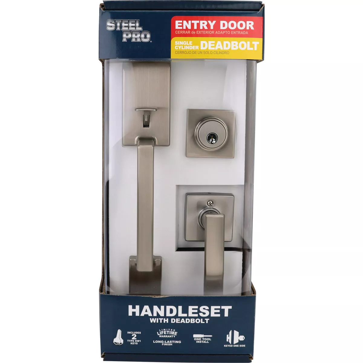 Steel Pro Brushed Nickle Modern Handleset with Square Lever | Do it Best