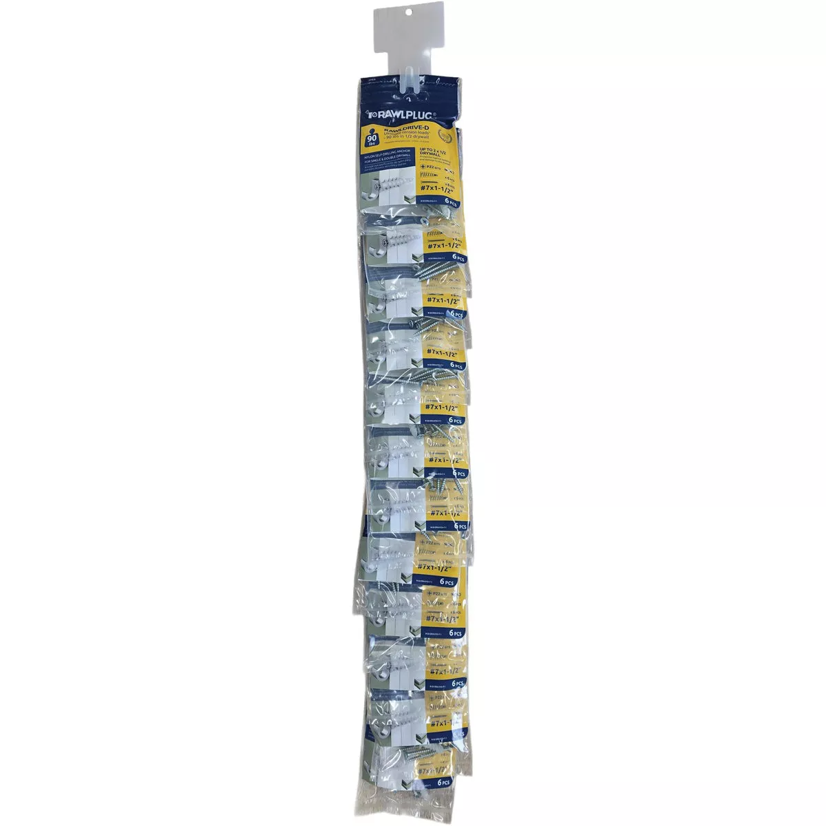 Rawlplug Rawldrive-D Nylon Self-Drilling Drywall Anchor with #7 x 1-1/2 In. Screw (6-Pack) Clip Strip
