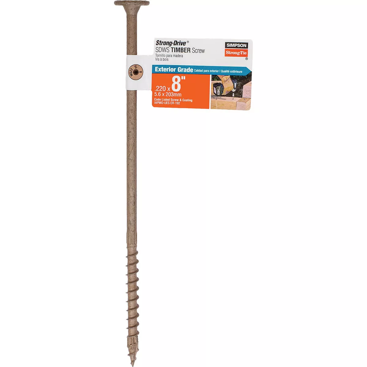 Strong-Drive SDWS TIMBER Screw (Exterior Grade) 0.220 in. x 8 in. T40, Tan - photo 2