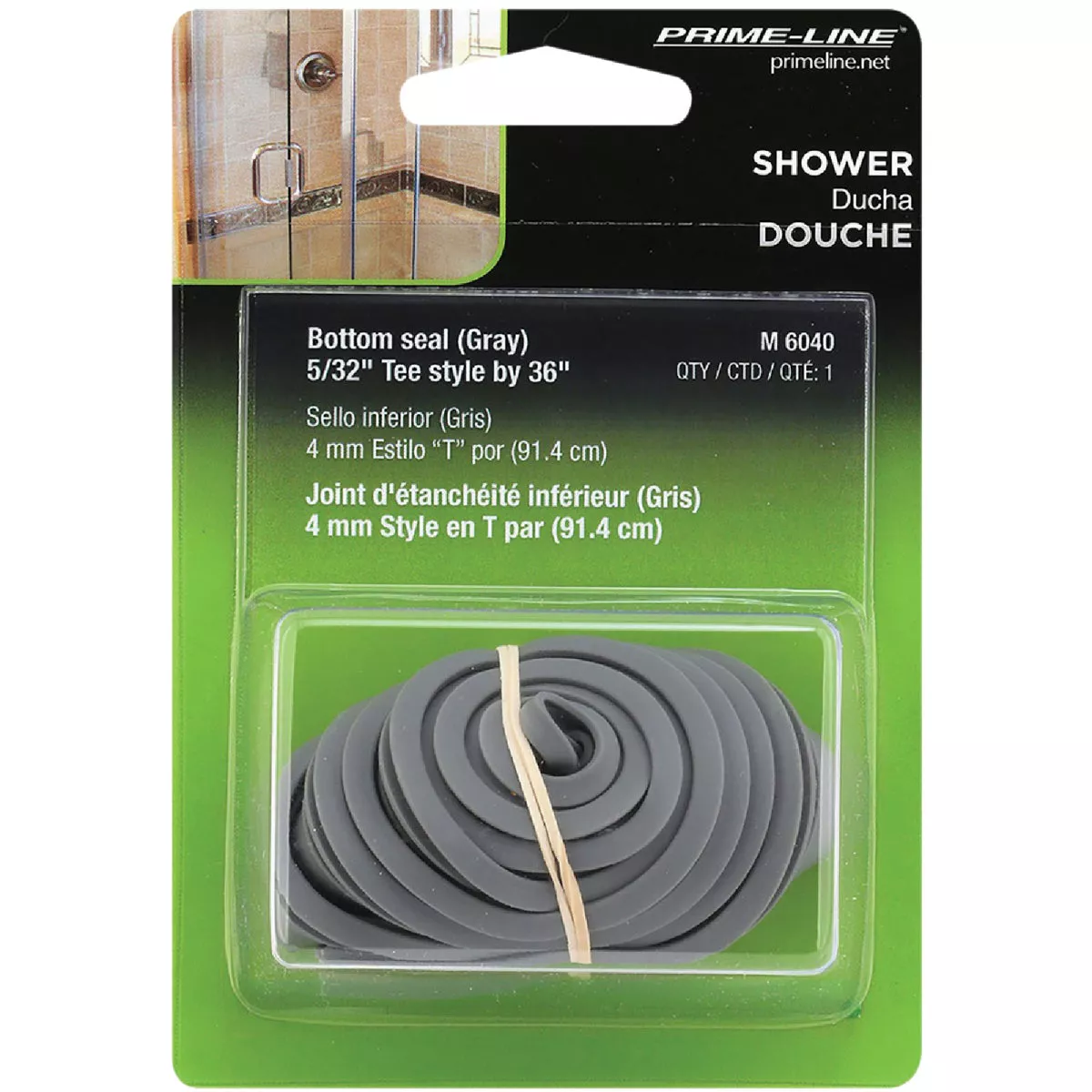 Prime-Line 3/4 In. x 36 In. Gray Double Tee Shower Door Bottom Sweep - photo 2