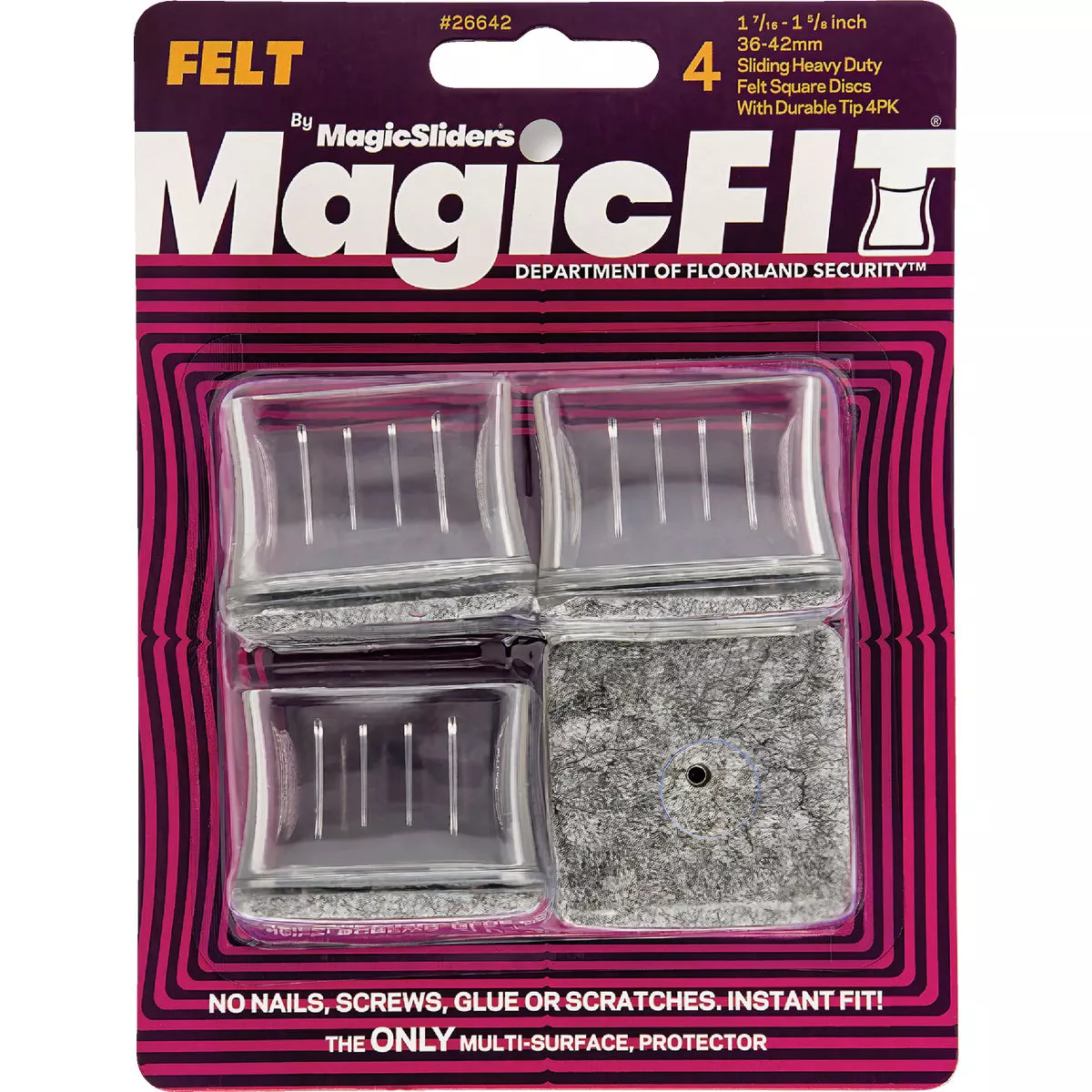 Magic Sliders Magic Fit - 1-7/16 In. - 1-5/8 In. Square Felt Furniture Leg Cup (4-Pack) - photo 2