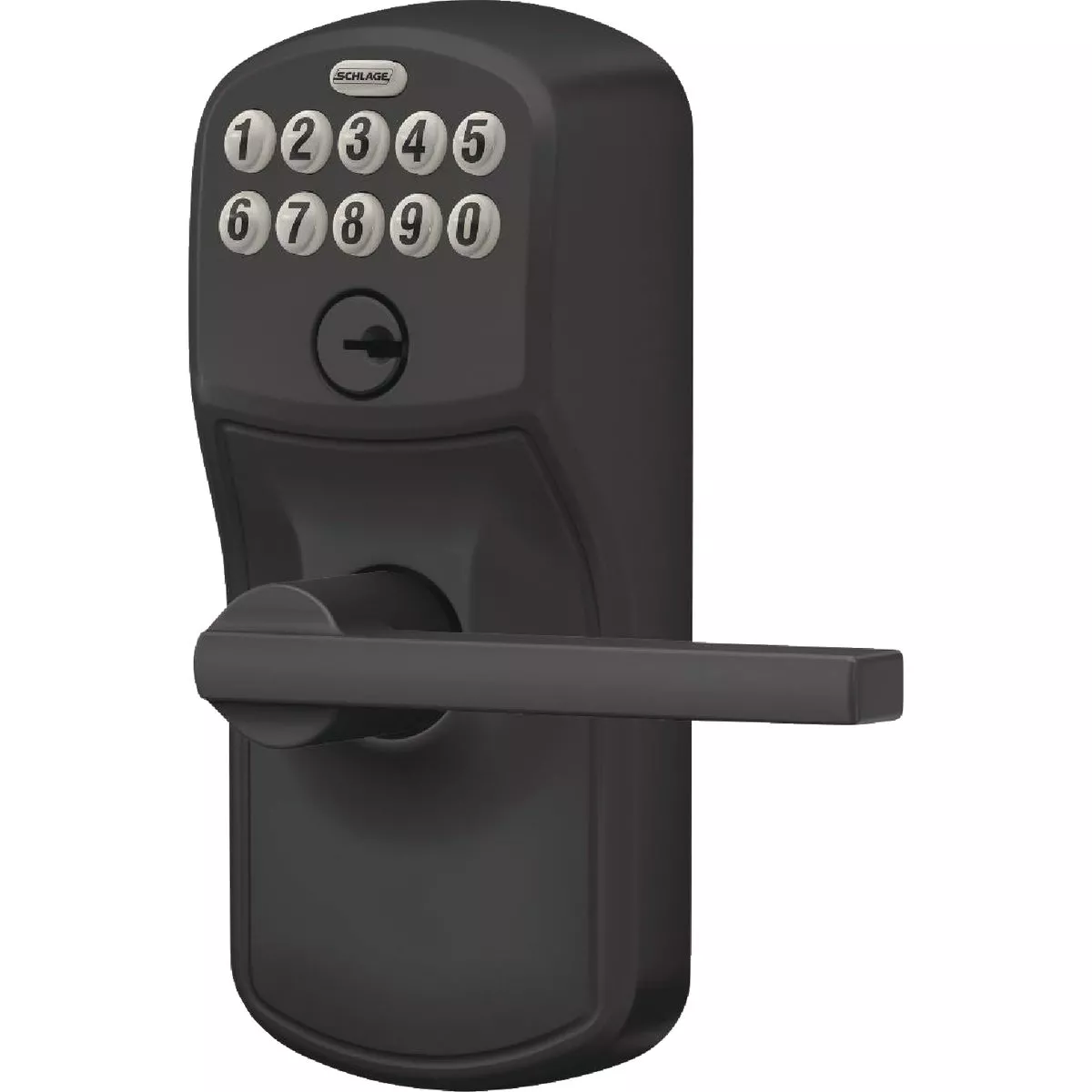 Schlage Plymouth Matte Black Electronic Keypad Entry Latitude Lever ...