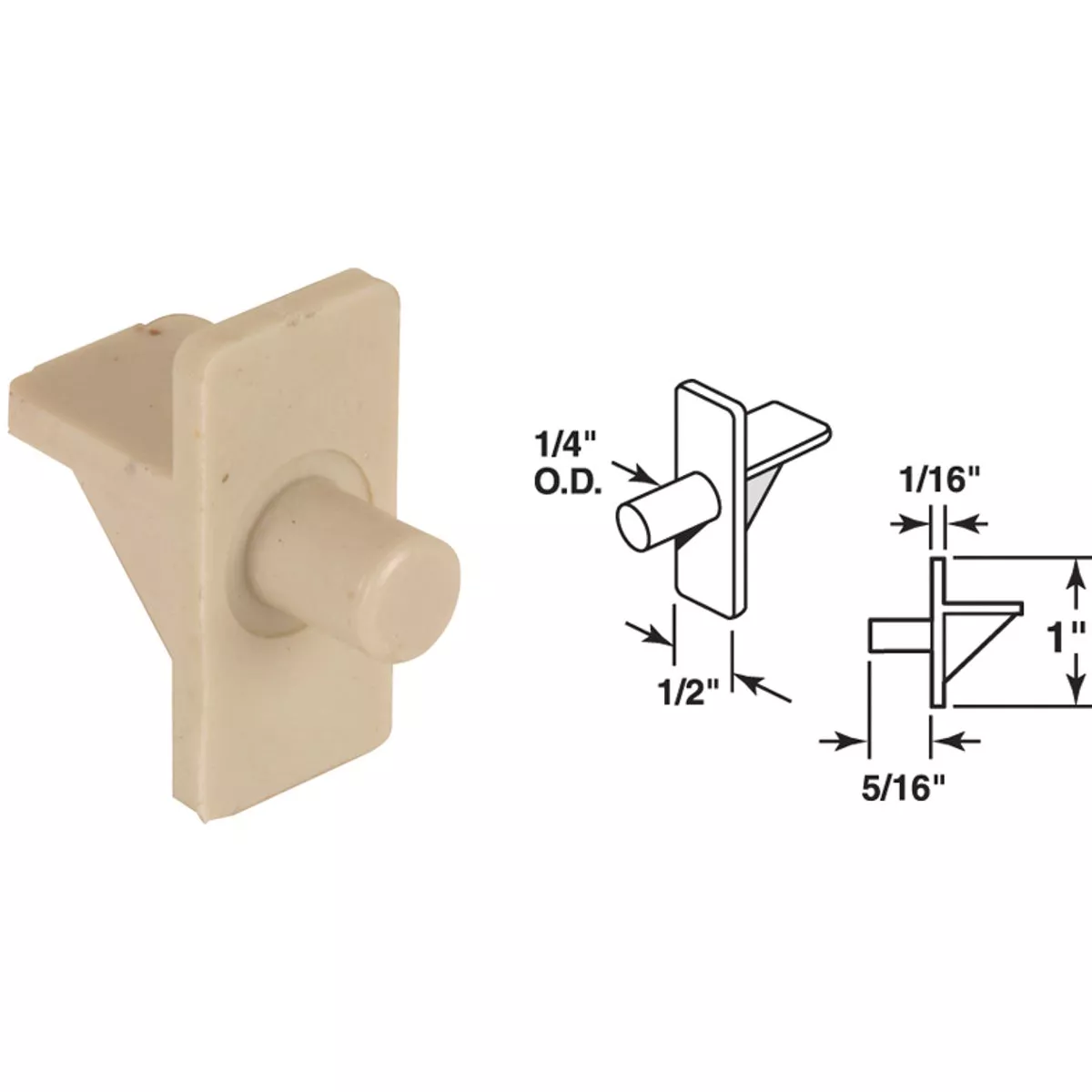 Prime-Line 1/4 In. Almond Plastic Shelf Support (8 Count)