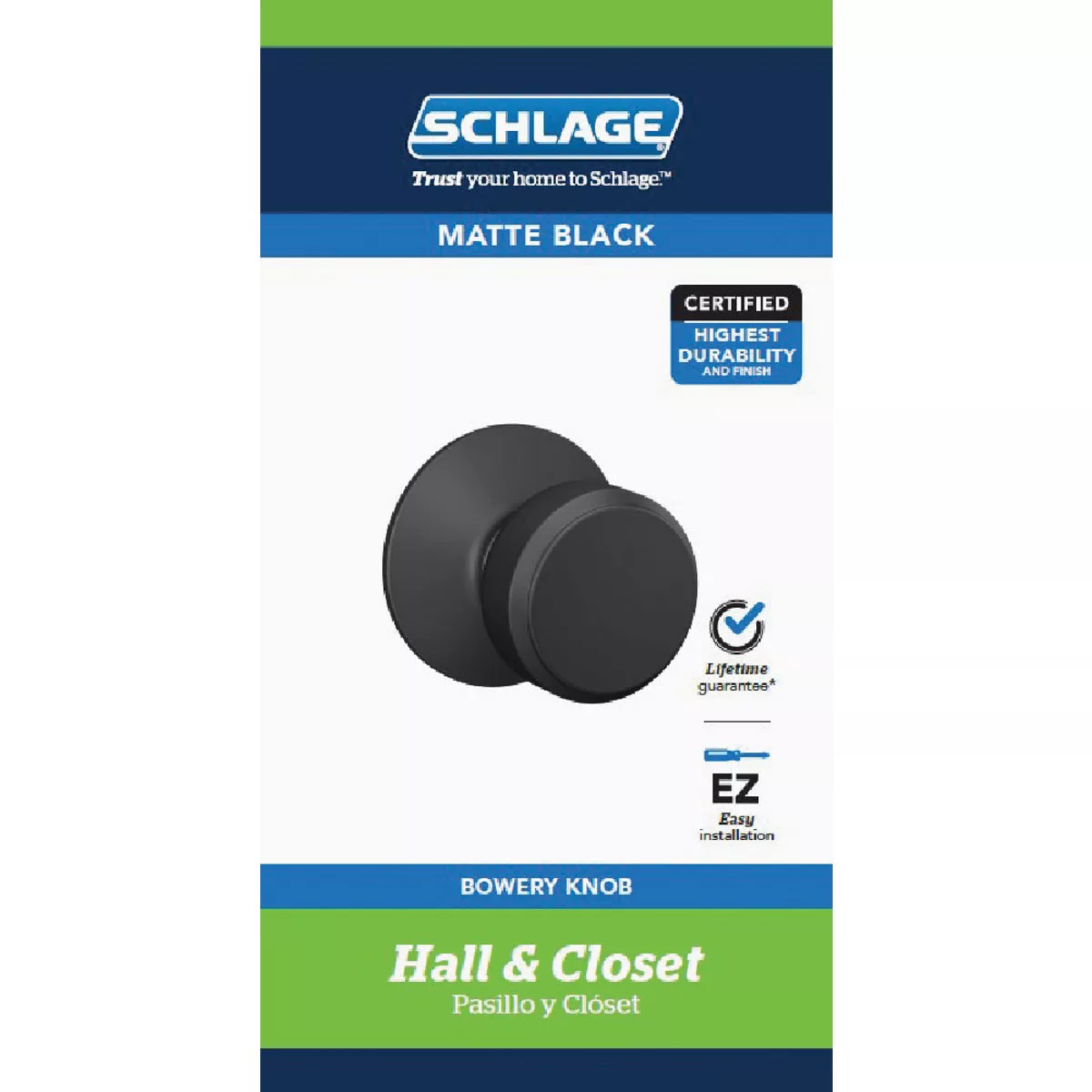 Schlage Bowery Matte Black Passage Door Knob - photo 2