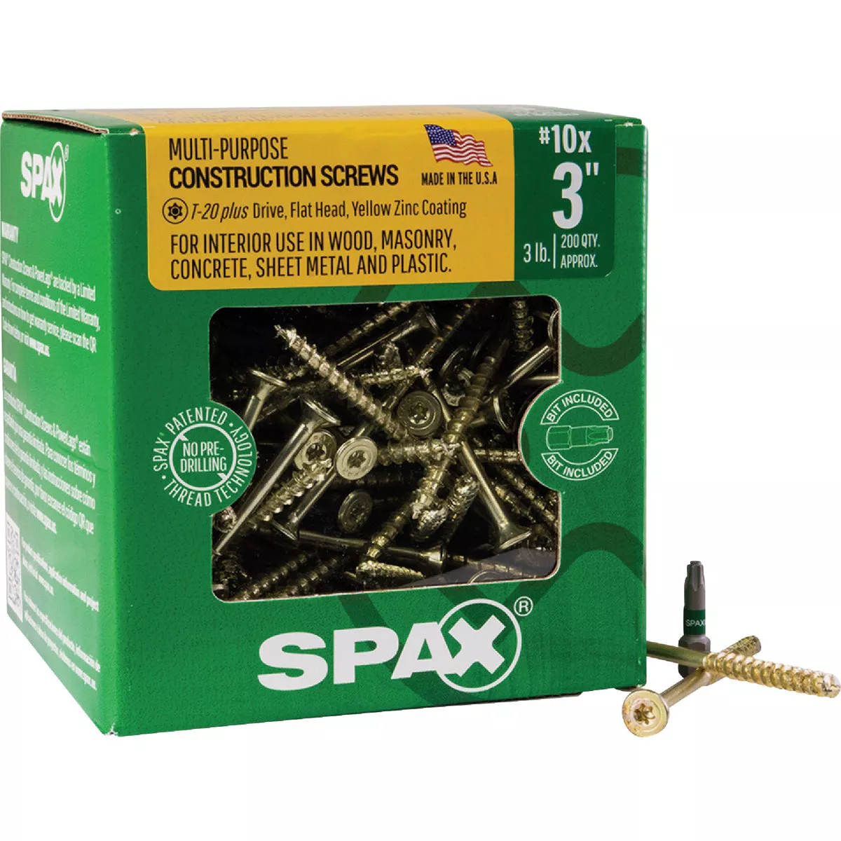 SPAX #10 x 3 In. T20 Plus Flat Head Yellow Zinc (Interior) Wood Screw (200 Ct.) - photo 6