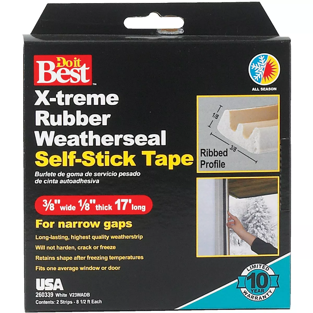 Do it Best 3/8 In. x 17 Ft. White Narrow Weatherseal Tape - photo 2