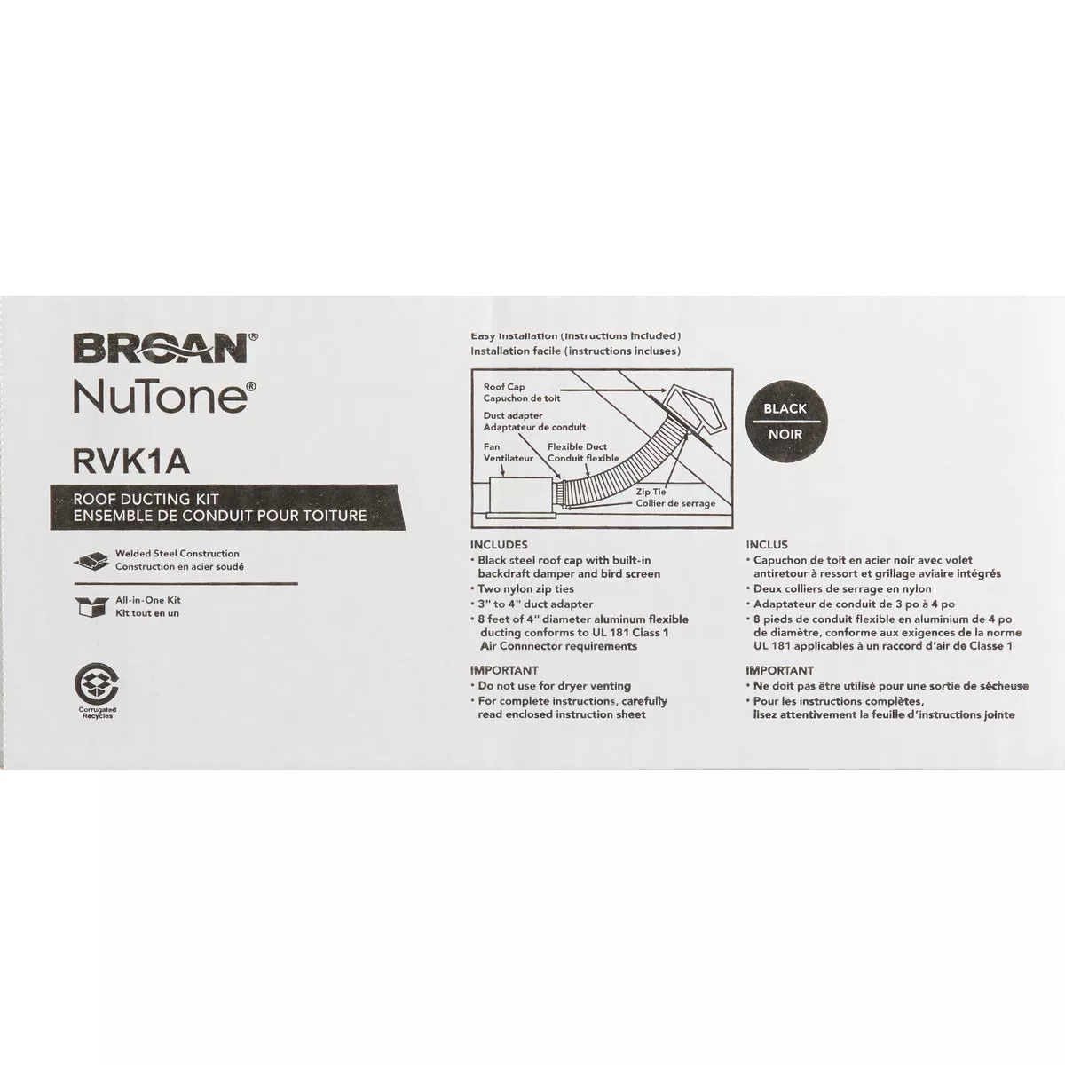 Broan-Nutone 3 In./4 In. Exhaust Fan Roof Vent Kit (7-Piece) - photo 3