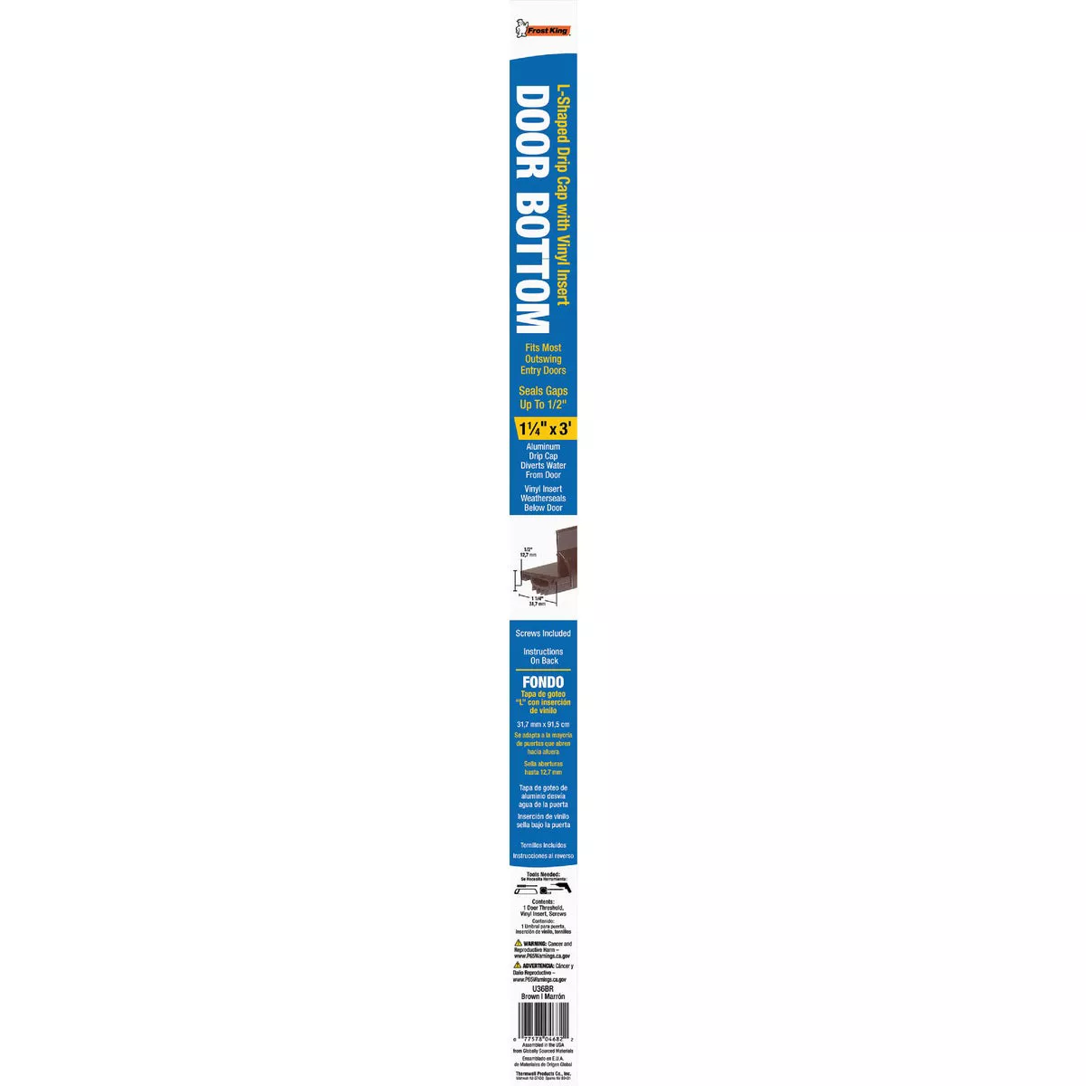 Frost King 1.75 In. W. x 1.25 In. H. x 36 In. L. Bronze Aluminum L-Shaped Door Bottom with Drip Cap - photo 2