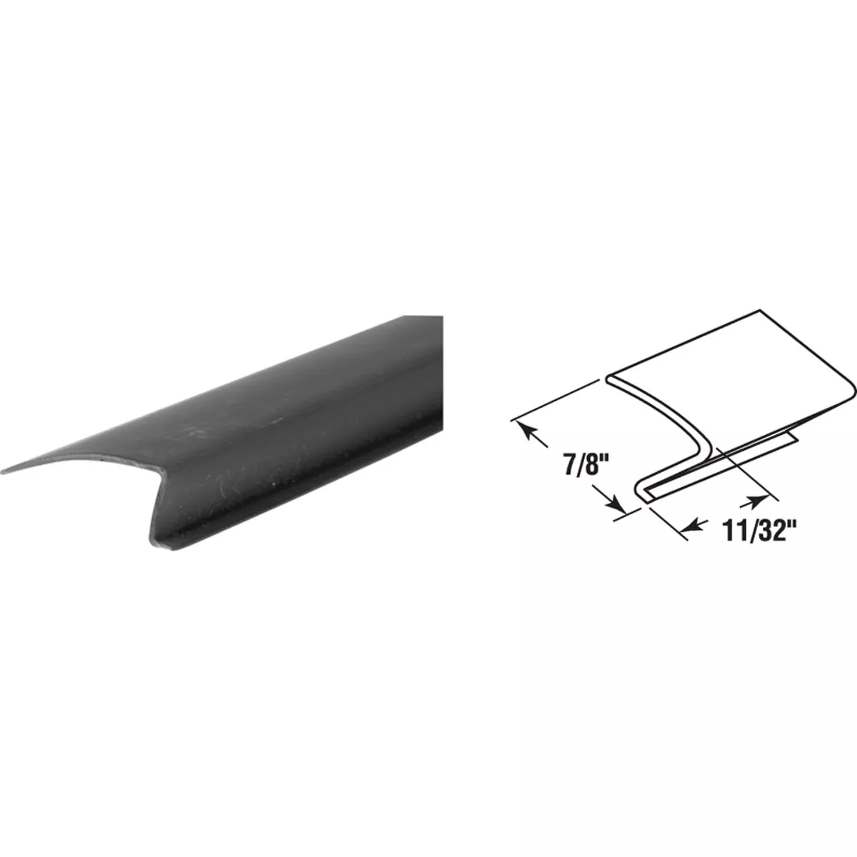 Prime-Line Make-2-Fit 7/8 In. x 72 In. Black Snap-In Rigid Vinyl Glass Spline