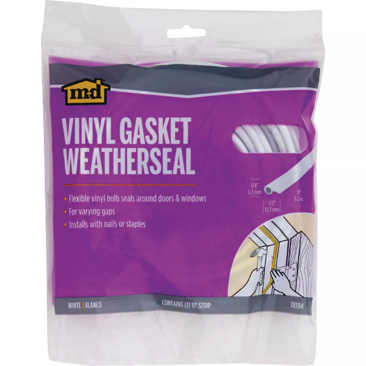 M-D Building Products 17 Ft. White Vinyl Gasket Weatherseal for Doors & Windows - photo 2