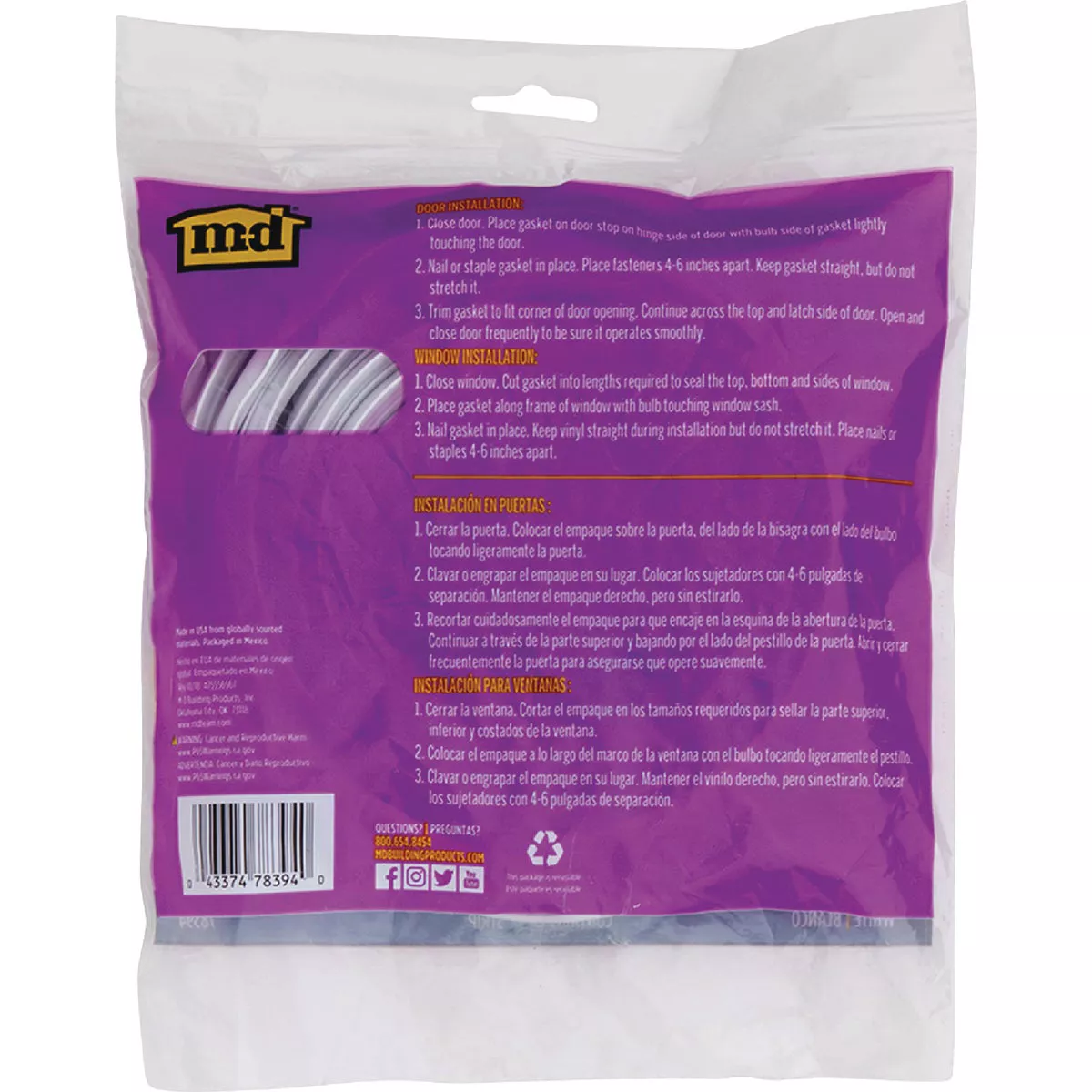 M-D Building Products 17 Ft. White Vinyl Gasket Weatherseal for Doors & Windows - photo 4