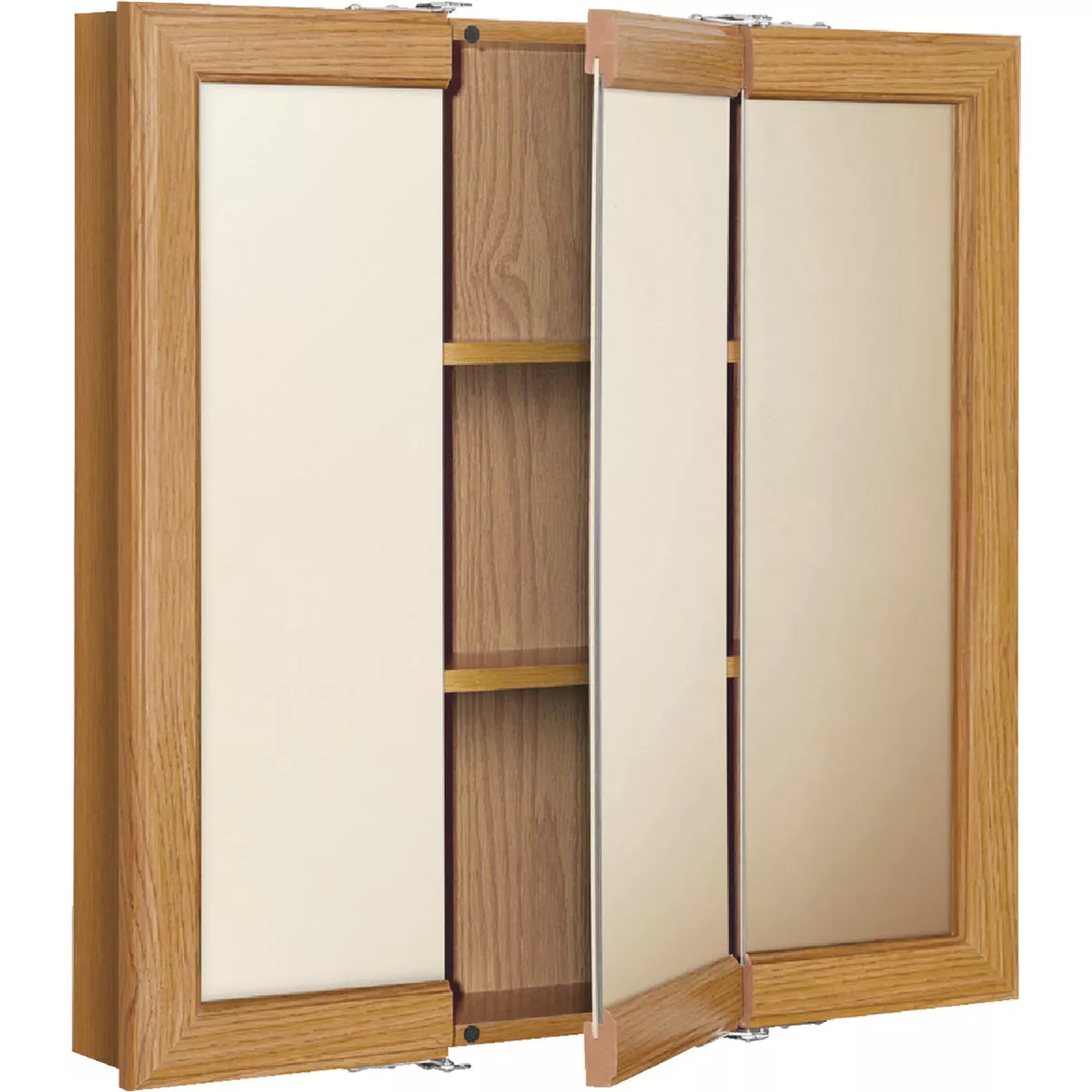 Continental Cabinets Oak 30 In. W x 28-3/4 In. H x 4-1/2 In. D Tri-View Surface Mount Medicine Cabinet - photo 2