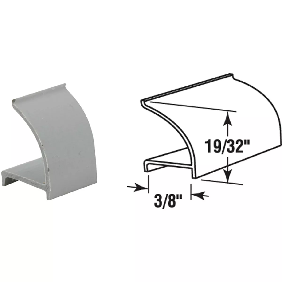 Prime-Line 3/8 In. Dia. x 72 In. L. Gray Vinyl Rigid Snap-In Glass Spline