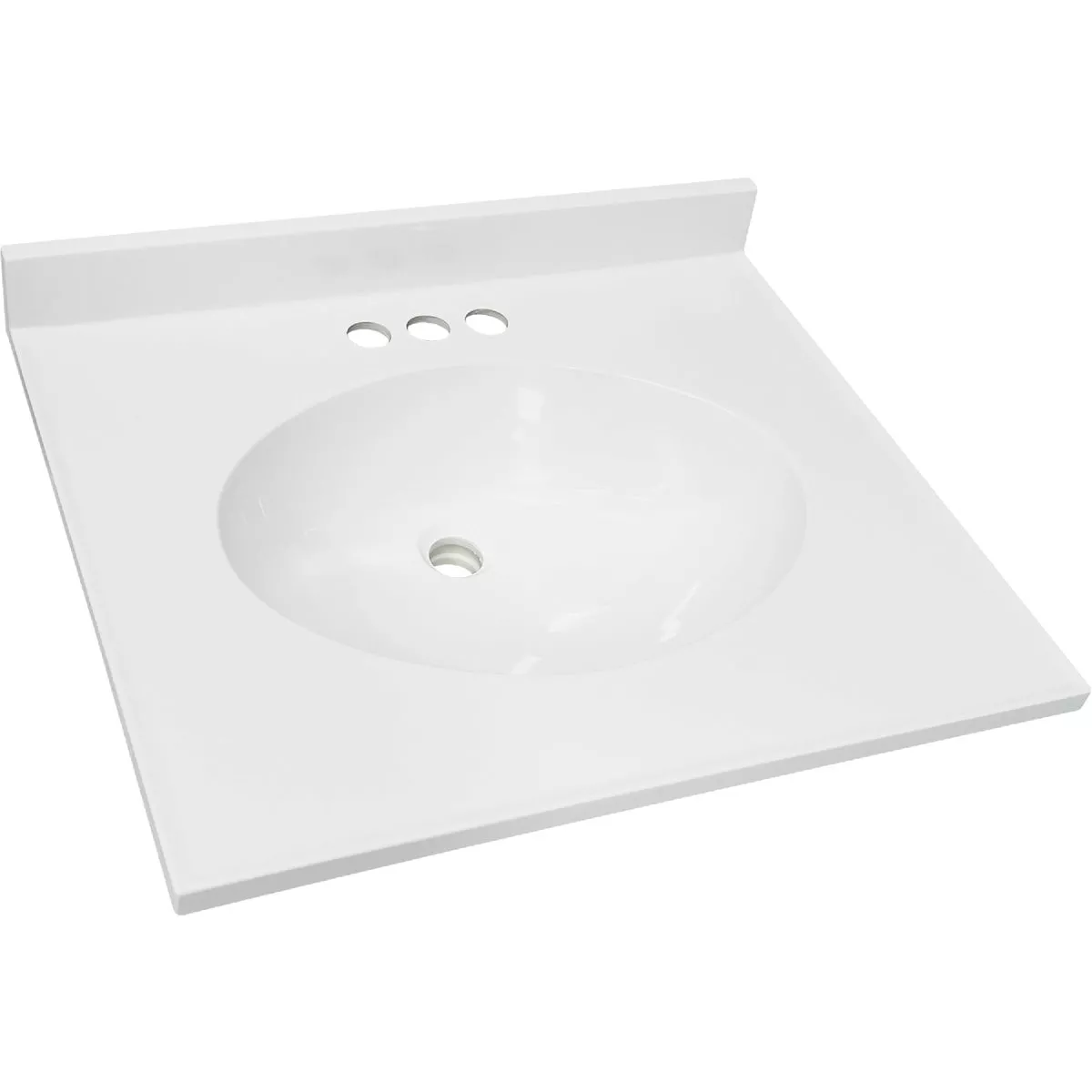 CraftMark 19 In. x 17 In. Cultured Marble Solid High Gloss White Vanity Top with Round Bowl