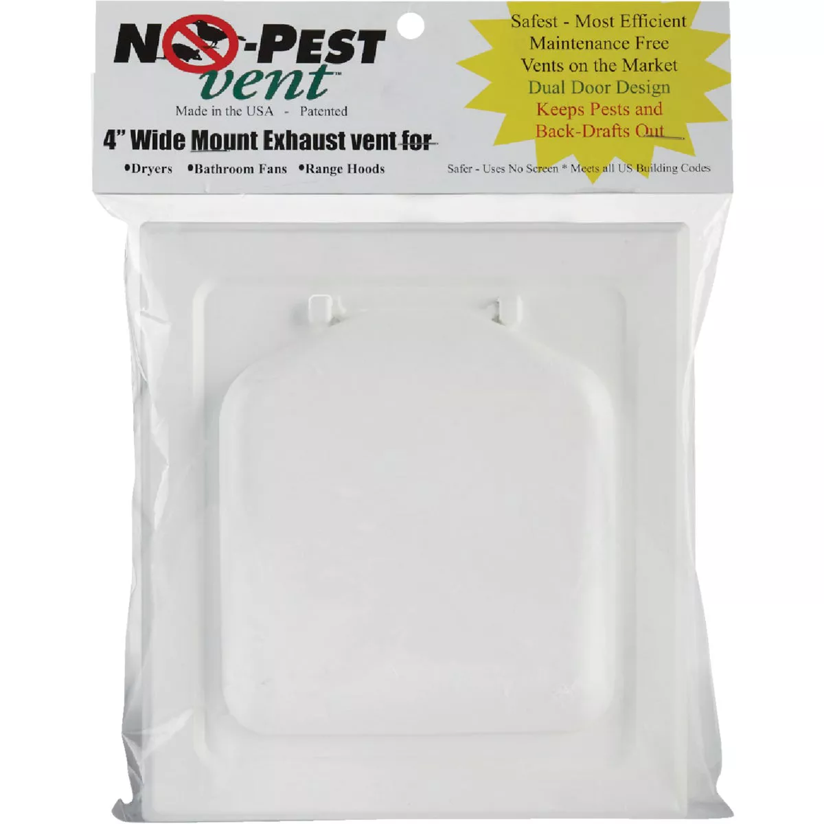 No-Pest 4 In. White Plastic Wide Mount Dryer Vent Hood - photo 2