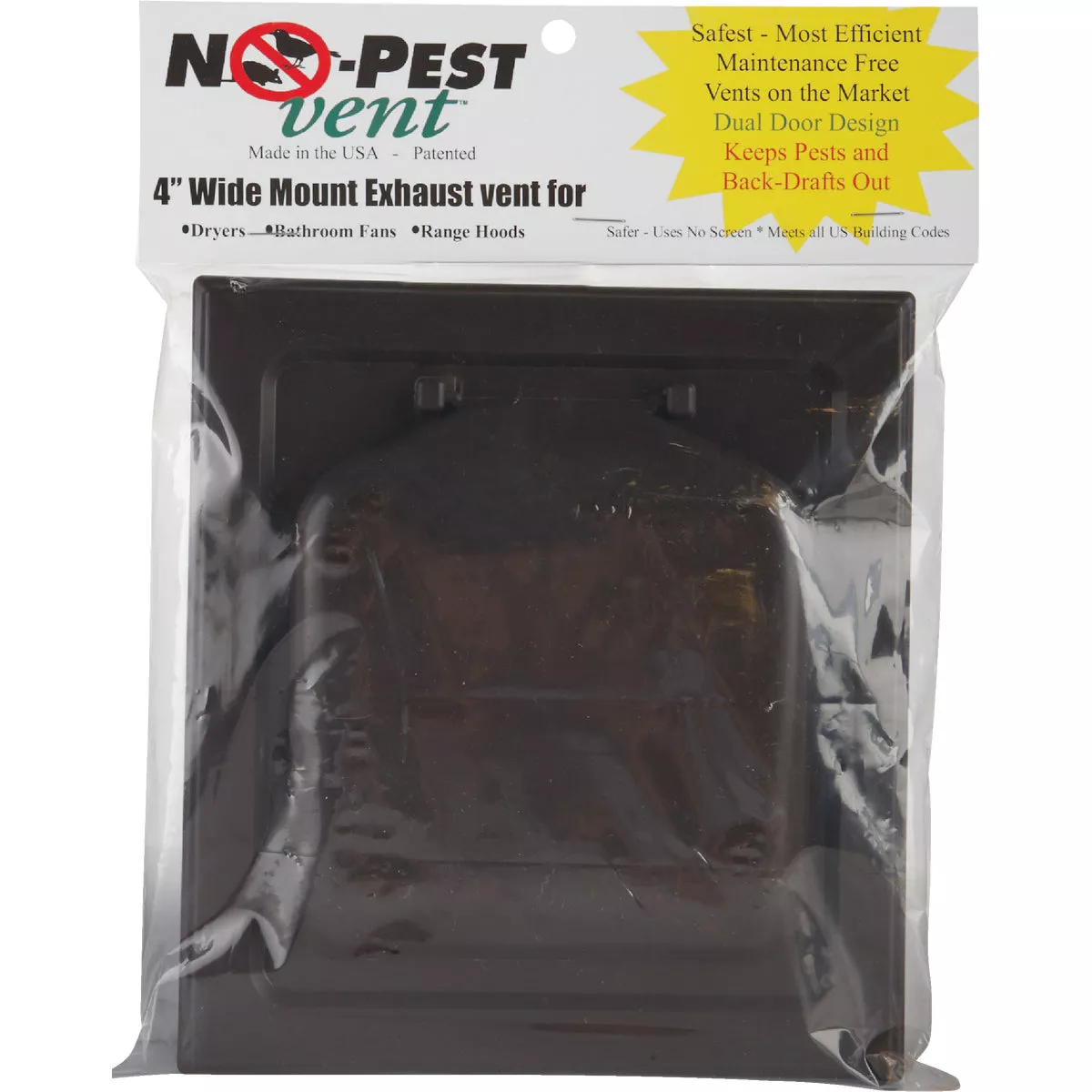 No-Pest 4 In. Brown Plastic Wide Mount Dryer Vent Hood - photo 2