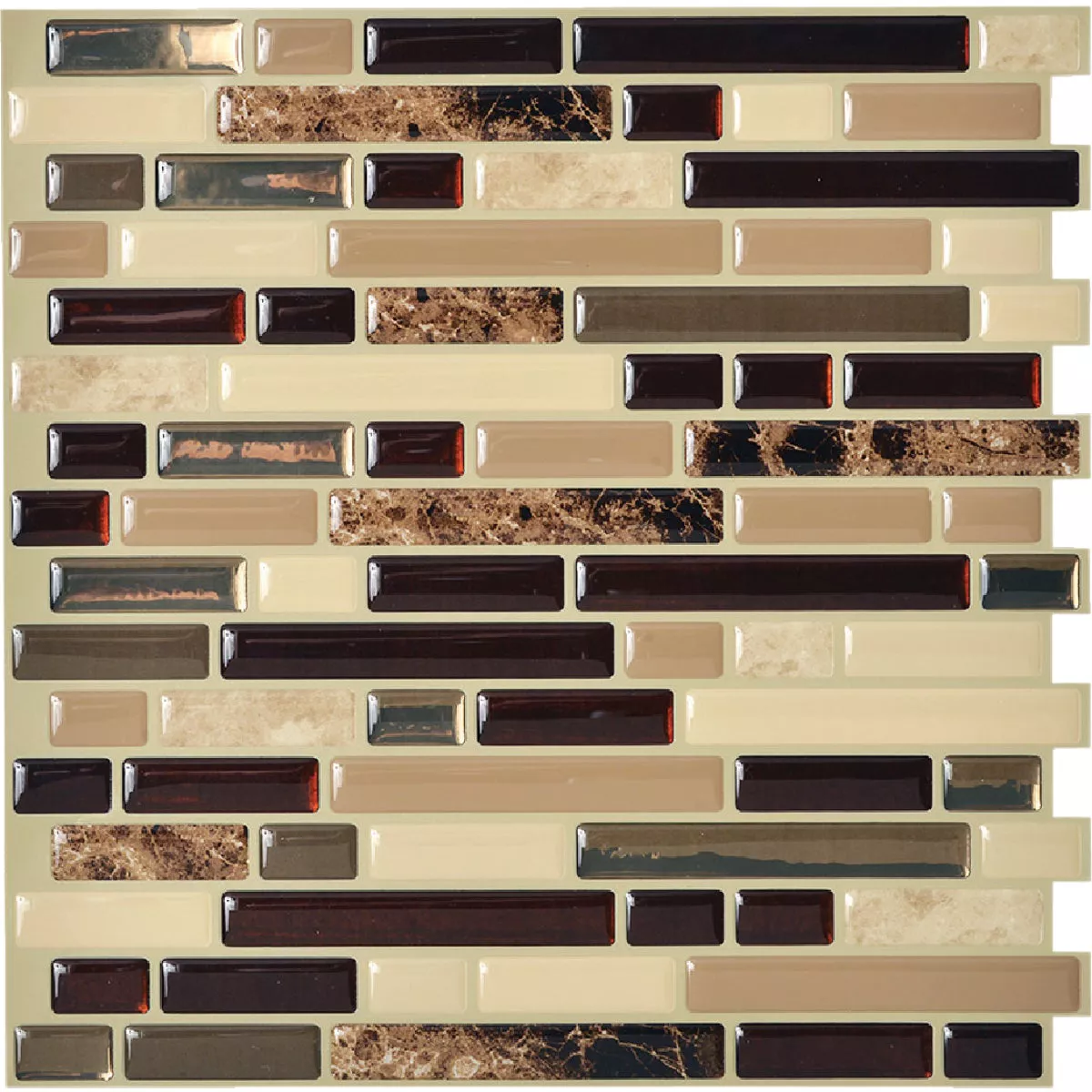 Smart Tiles Approx. 10 In. x 10 In. Glass-Like Vinyl Backsplash Peel & Stick, Bellagio Keystone Mosaic (6-Pack) - photo 2