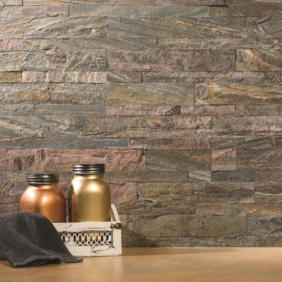 Aspect 6 In. x 24 In. Natural Stone Backsplash Peel & Stick, Weathered ...