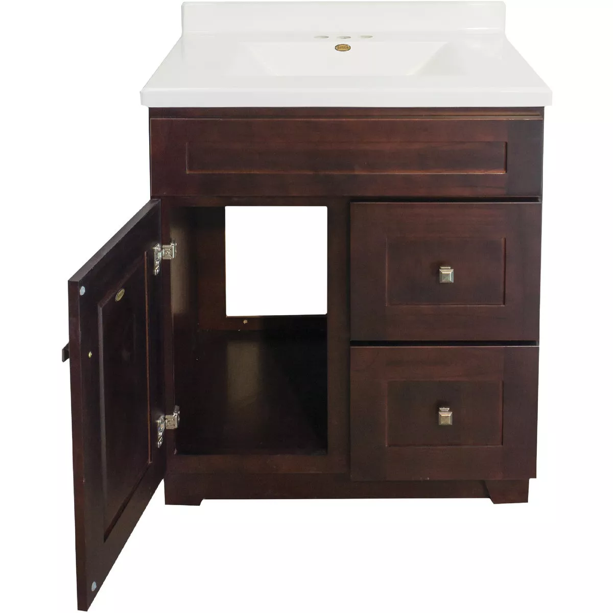 CraftMark CherryVale Shaker Cherry 30 In. W x 34 In. H x 21 In. D Vanity Base without Top, 1 Door/2 Drawer - photo 5