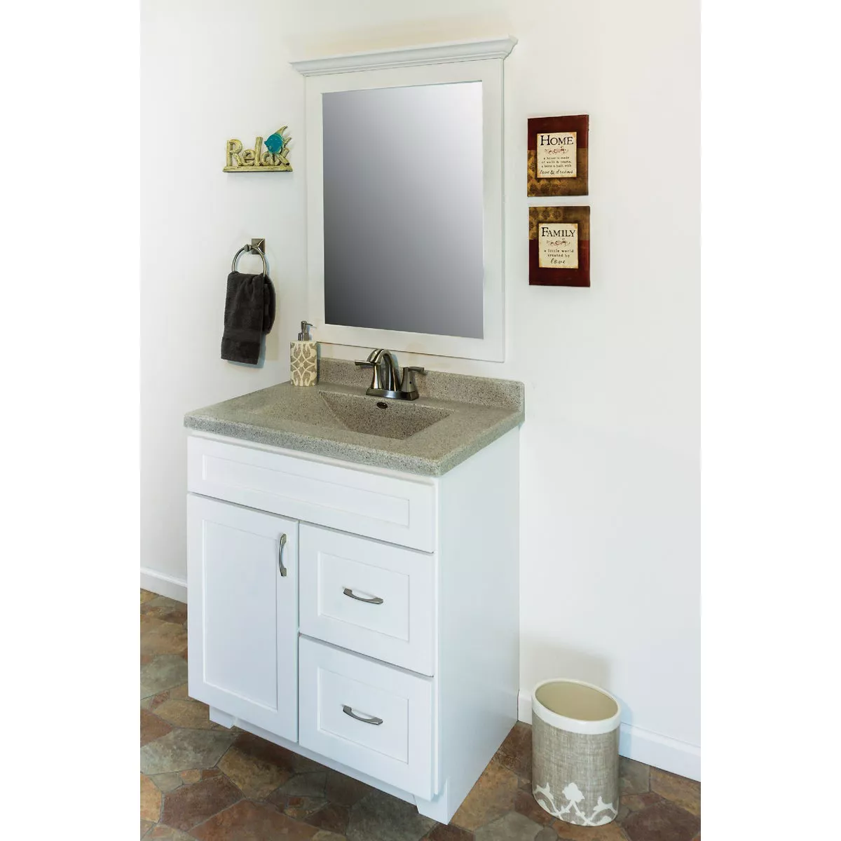 CraftMark Shaker Retreat White 30 In. W x 34 In. H x 21 In. D Vanity Base without Top, 1 Door/2 Drawer - photo 4