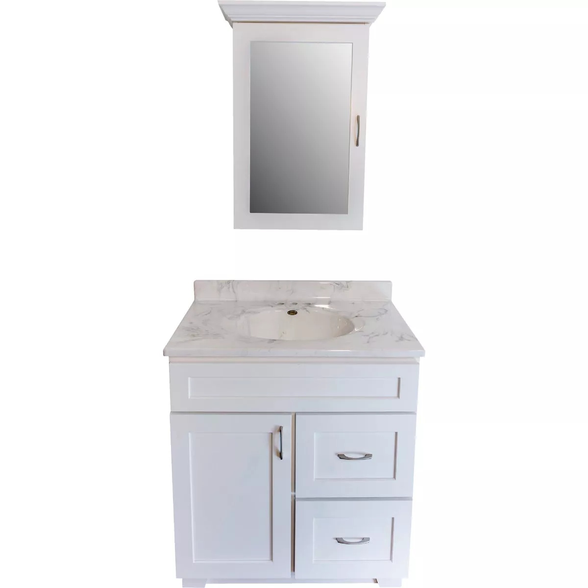 CraftMark Shaker Retreat White 30 In. W x 34 In. H x 21 In. D Vanity Base without Top, 1 Door/2 Drawer - photo 5