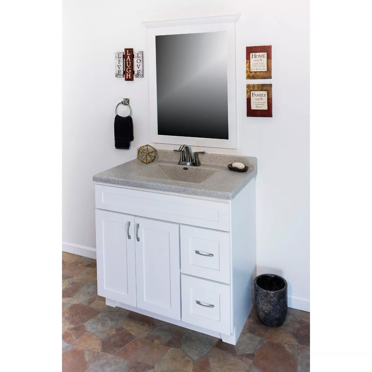 CraftMark Shaker Retreat White 36 In. W x 34 In. H x 21 In. D Vanity Base without Top, 2 Door/2 Drawer - photo 2