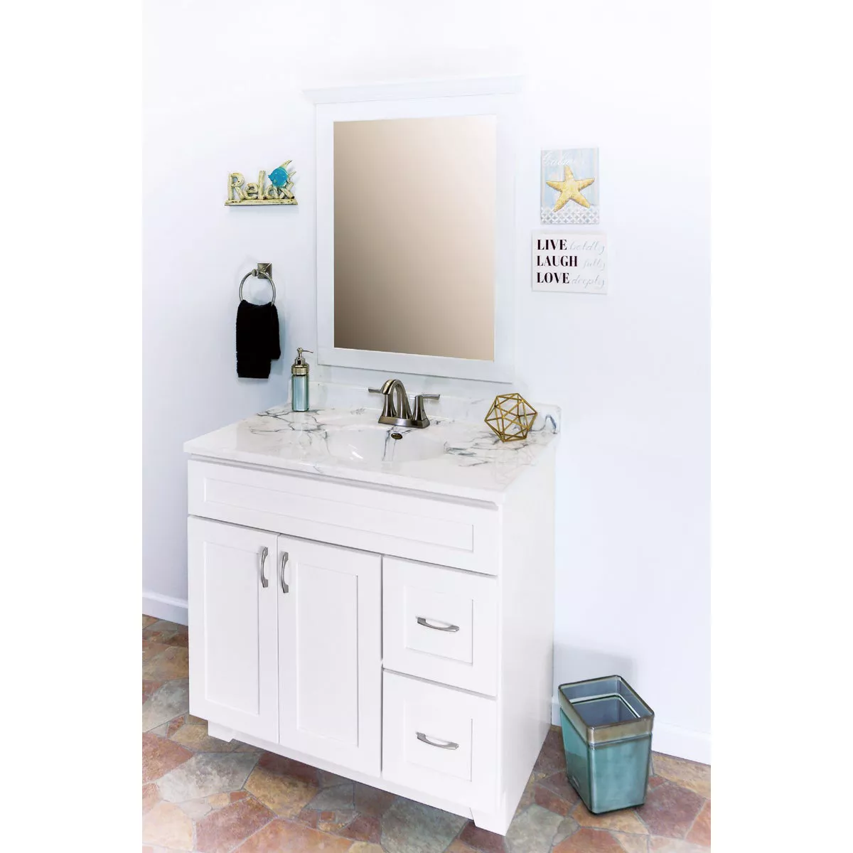 CraftMark Shaker Retreat White 36 In. W x 34 In. H x 21 In. D Vanity Base without Top, 2 Door/2 Drawer - photo 3
