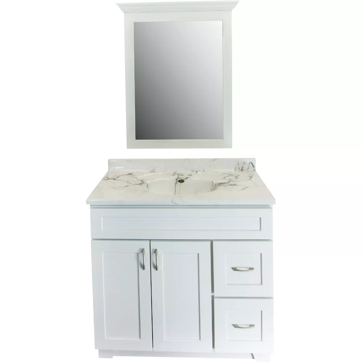 CraftMark Shaker Retreat White 36 In. W x 34 In. H x 21 In. D Vanity Base without Top, 2 Door/2 Drawer - photo 4