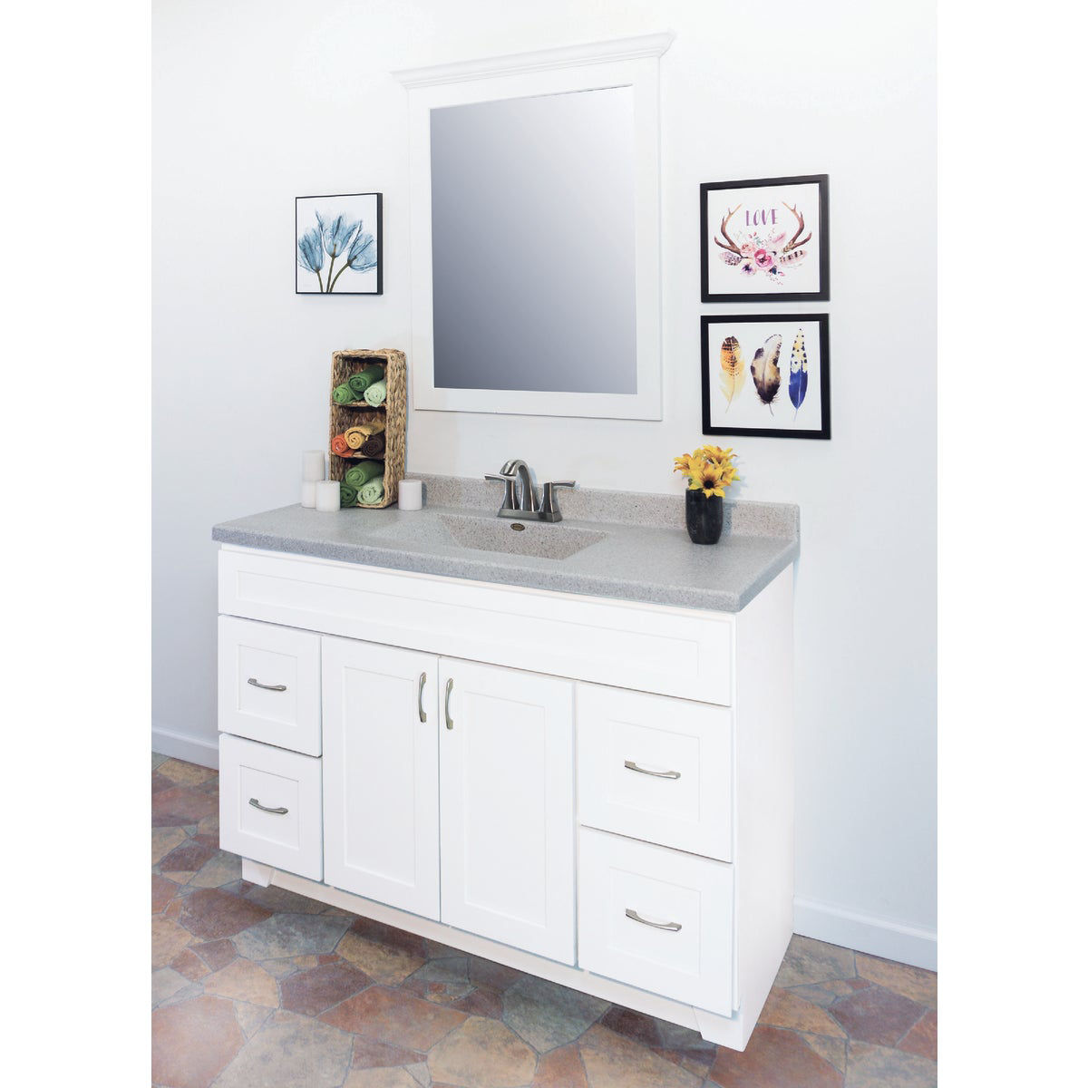 CraftMark Shaker Retreat White 48 In. W x 34 In. H x 21 In. D Vanity