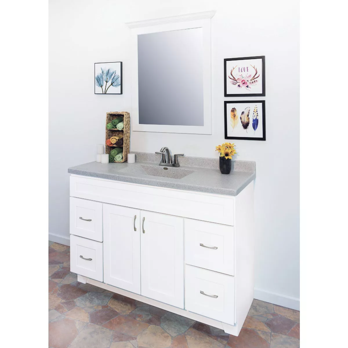 CraftMark Shaker Retreat White 48 In. W x 34 In. H x 21 In. D Vanity Base without Top, 2 Door/4 Drawer - photo 9