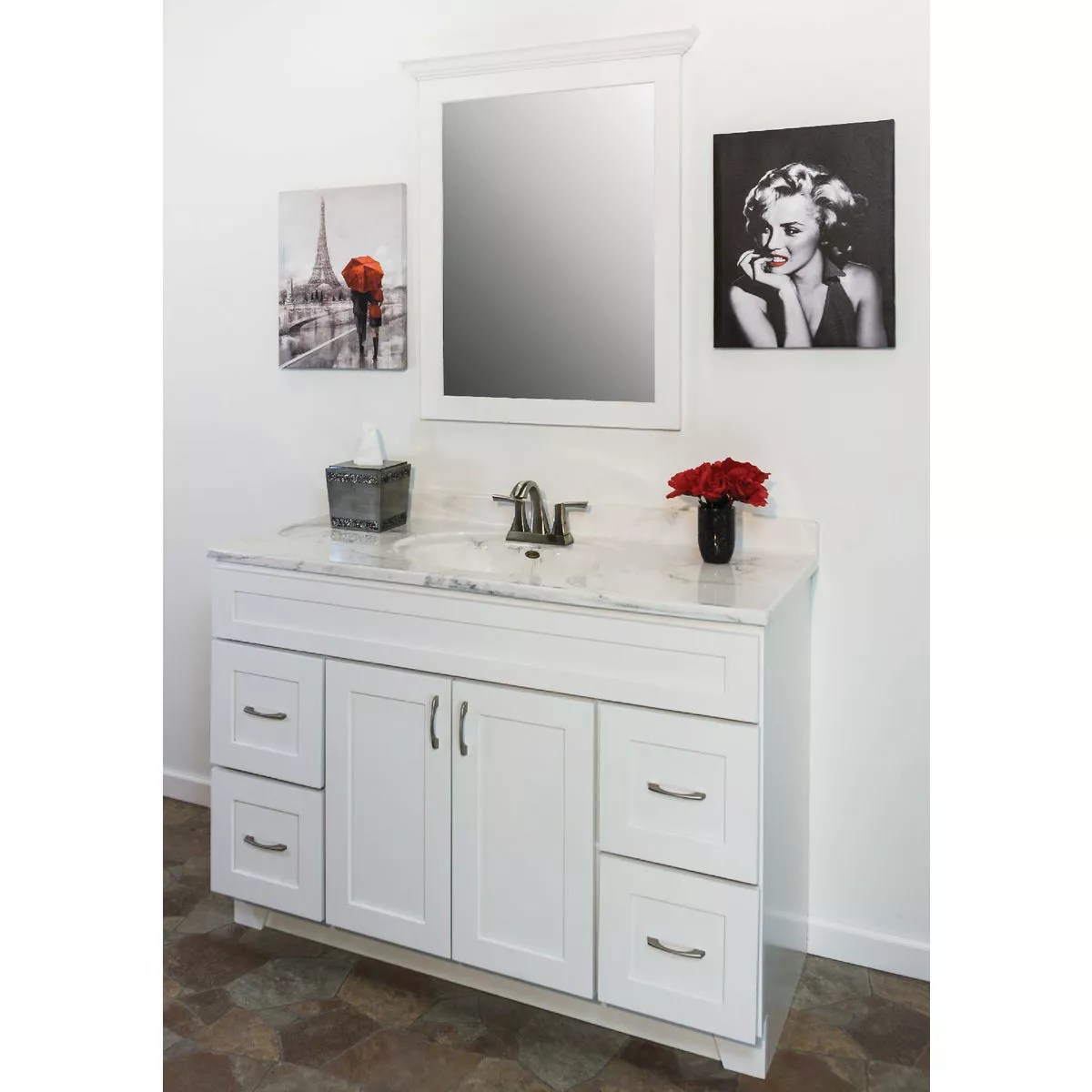 CraftMark Shaker Retreat White 48 In. W x 34 In. H x 21 In. D Vanity Base without Top, 2 Door/4 Drawer - photo 11
