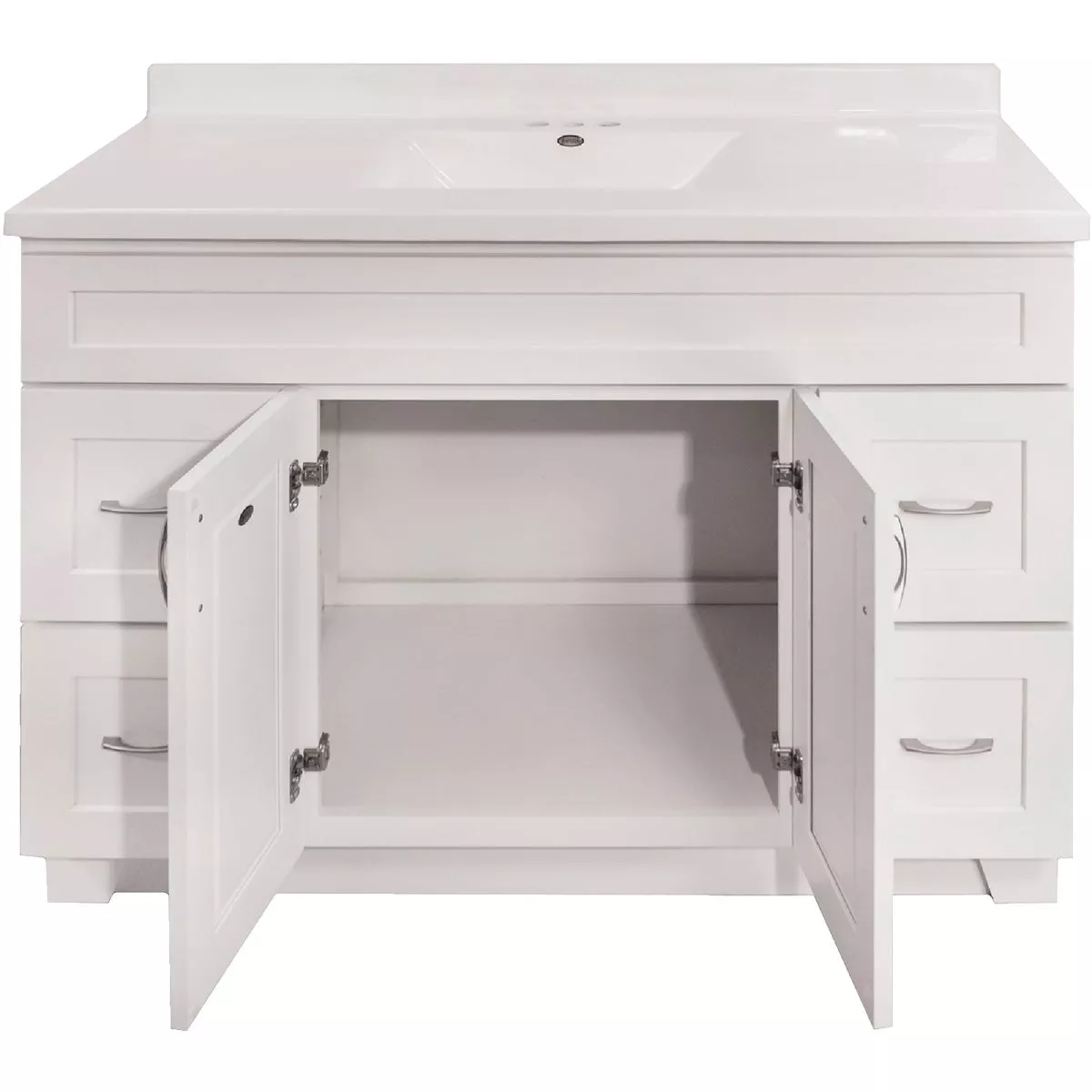 CraftMark Shaker Retreat White 48 In. W x 34 In. H x 21 In. D Vanity Base without Top, 2 Door/4 Drawer - photo 5