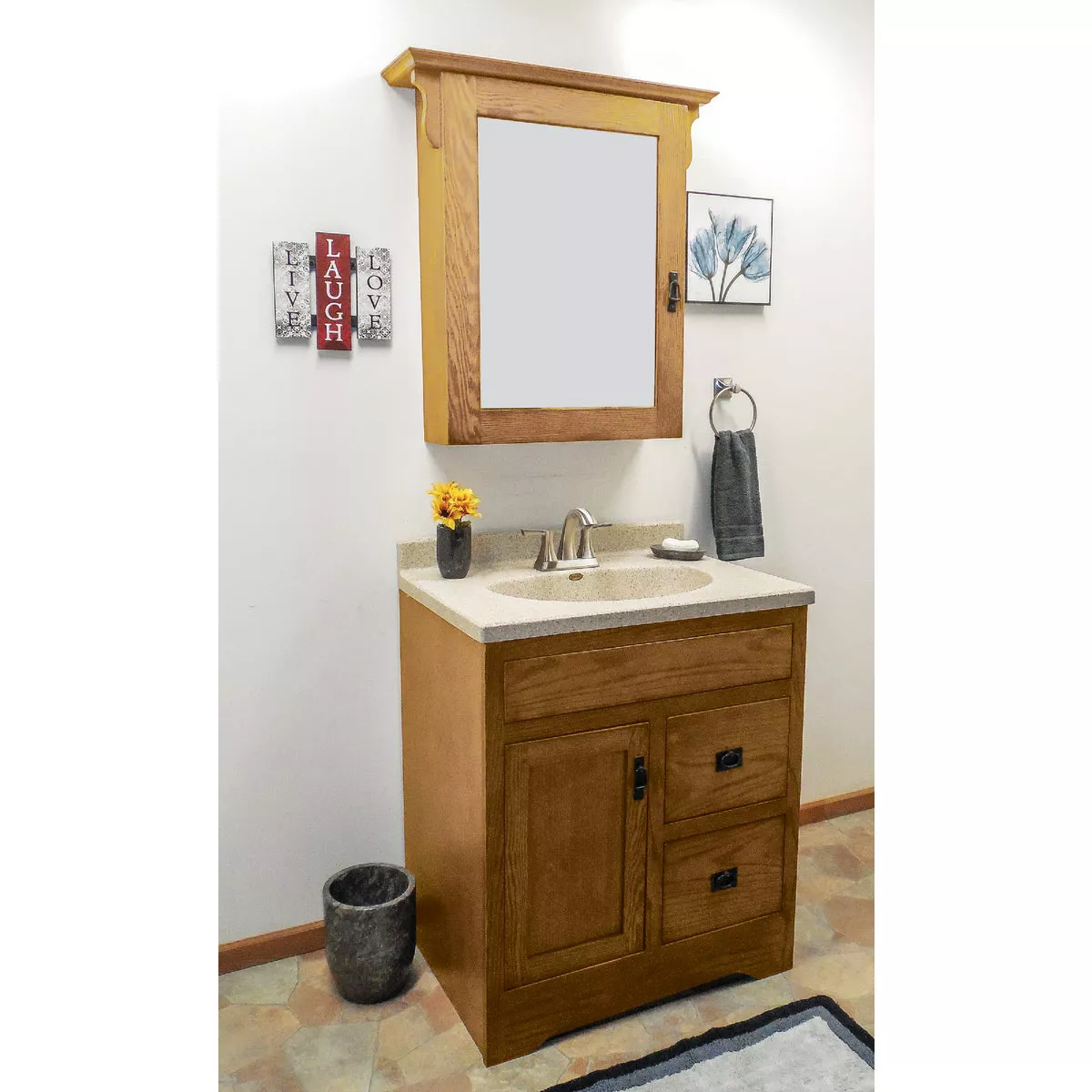 CraftMark Craftsmen Estate Oak 30 In. W x 34 In. H x 21 In. D Vanity Base without Top, 1 Door/2 Drawer - photo 7