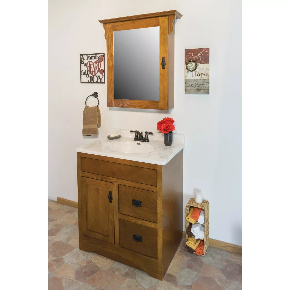 CraftMark Craftsmen Estate Oak 30 In. W x 34 In. H x 21 In. D Vanity Base without Top, 1 Door/2 Drawer - photo 8